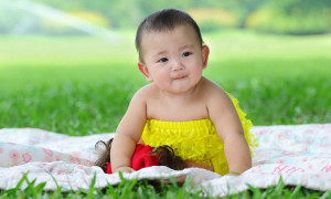 Baby outdoors in summer