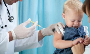 Boy receiving vaccine